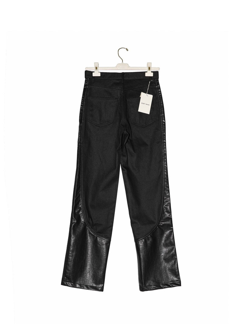 VEGAN LEATHER BI-COLOR DENIM JEANS