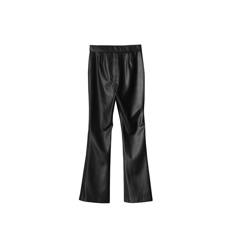 VEGAN LEATHER CROPPED FLARE PANTS