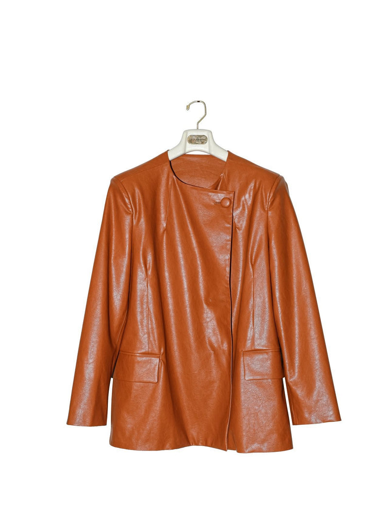 VEGAN LEATHER DOUBLE BREASTED MINI COAT