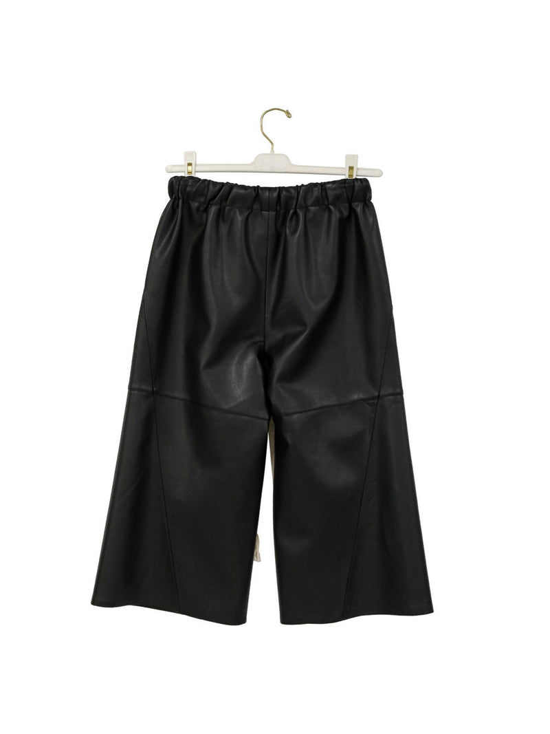 VEGAN LEATHER DRAWSTRING CULOTTE TROUSERS