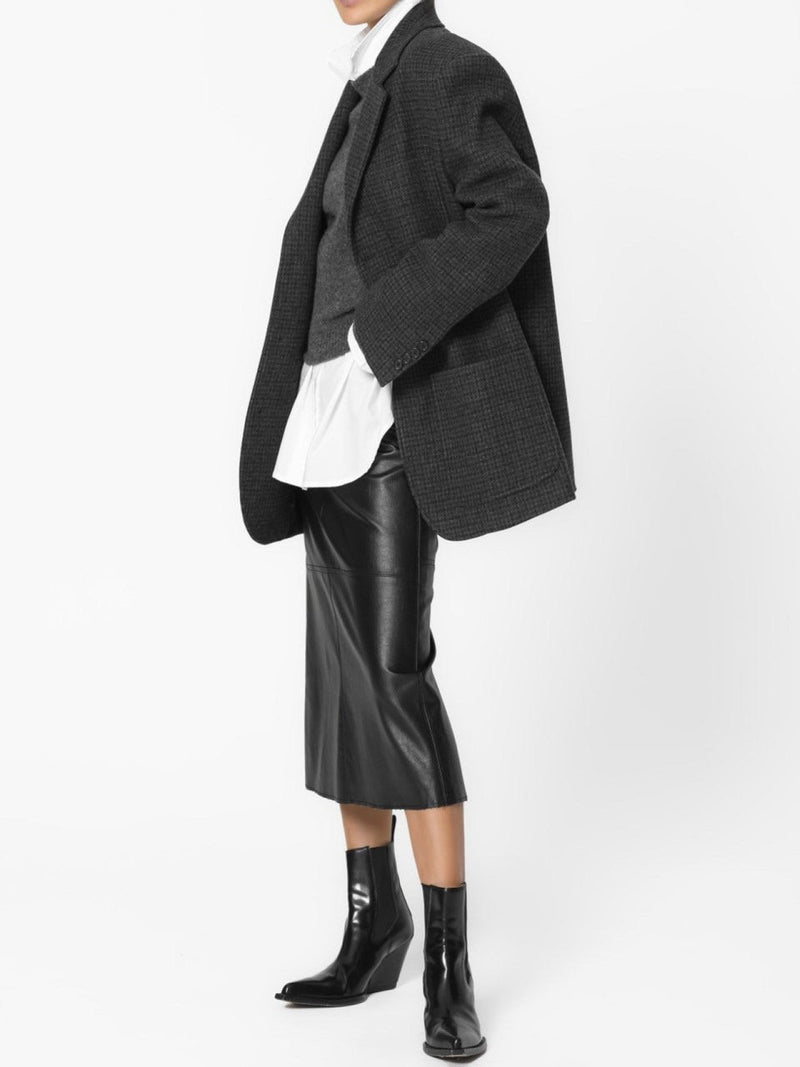 VEGAN LEATHER FLARED SKIRT WITH BACK SLIT