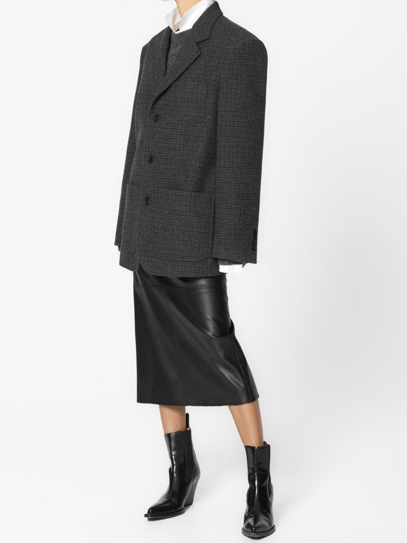 VEGAN LEATHER FLARED SKIRT WITH BACK SLIT