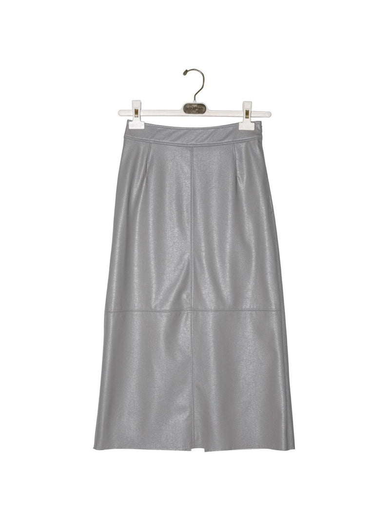 VEGAN LEATHER FLARED SKIRT WITH BACK SLIT