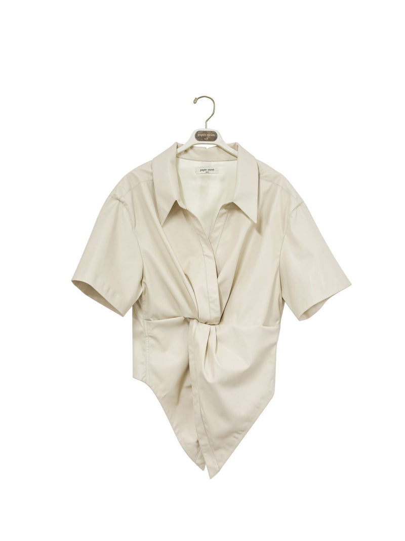 VEGAN LEATHER KNOT DETAIL BLOUSE