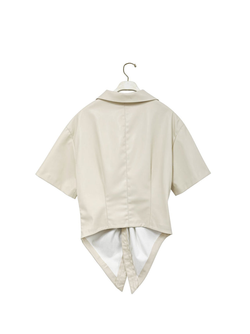 VEGAN LEATHER KNOT DETAIL BLOUSE