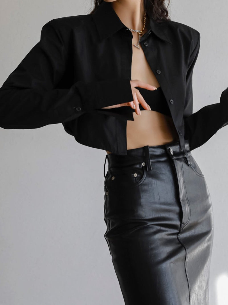 VEGAN LEATHER MIDI SKIRT