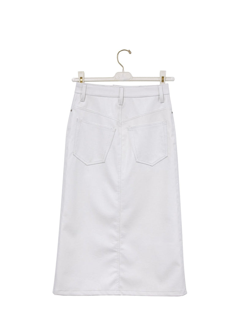 VEGAN LEATHER MIDI SKIRT
