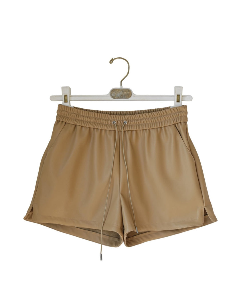 VEGAN LEATHER SHORTS WITH BANDED WAIST