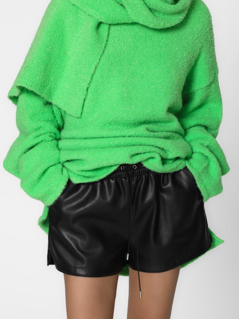 VEGAN LEATHER SHORTS WITH BANDED WAIST
