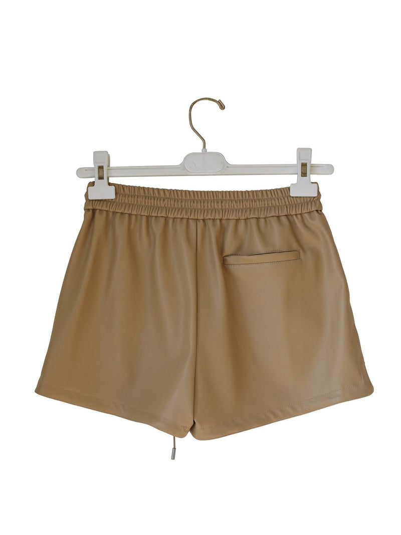 VEGAN LEATHER SHORTS WITH BANDED WAIST