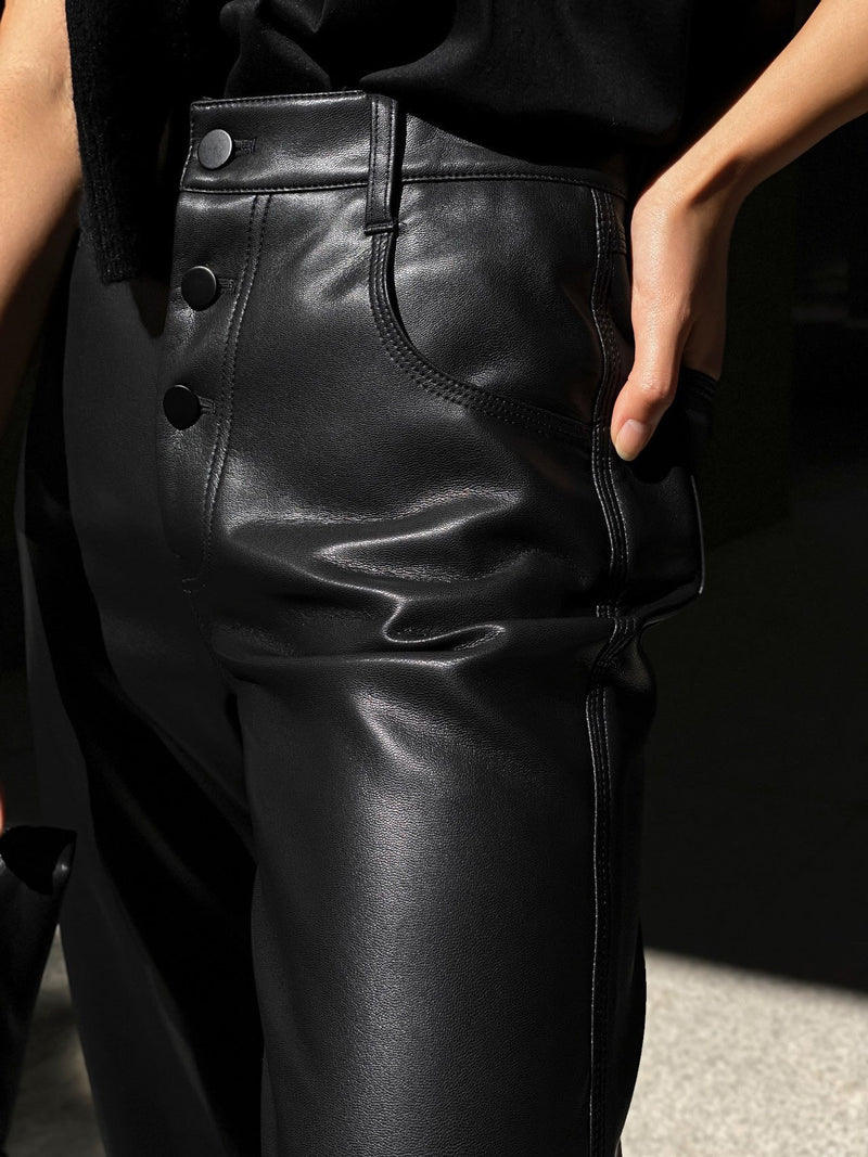 VEGAN LEATHER STITCHED PANTS