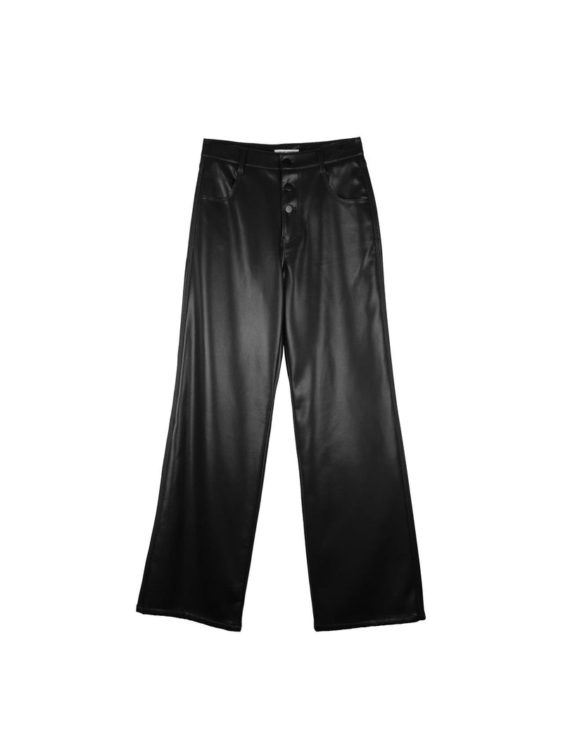 VEGAN LEATHER STITCHED PANTS