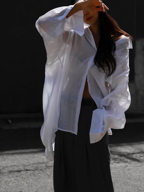 OVERSIZED VIVID LINEN BUTTON DOWN SHIRT