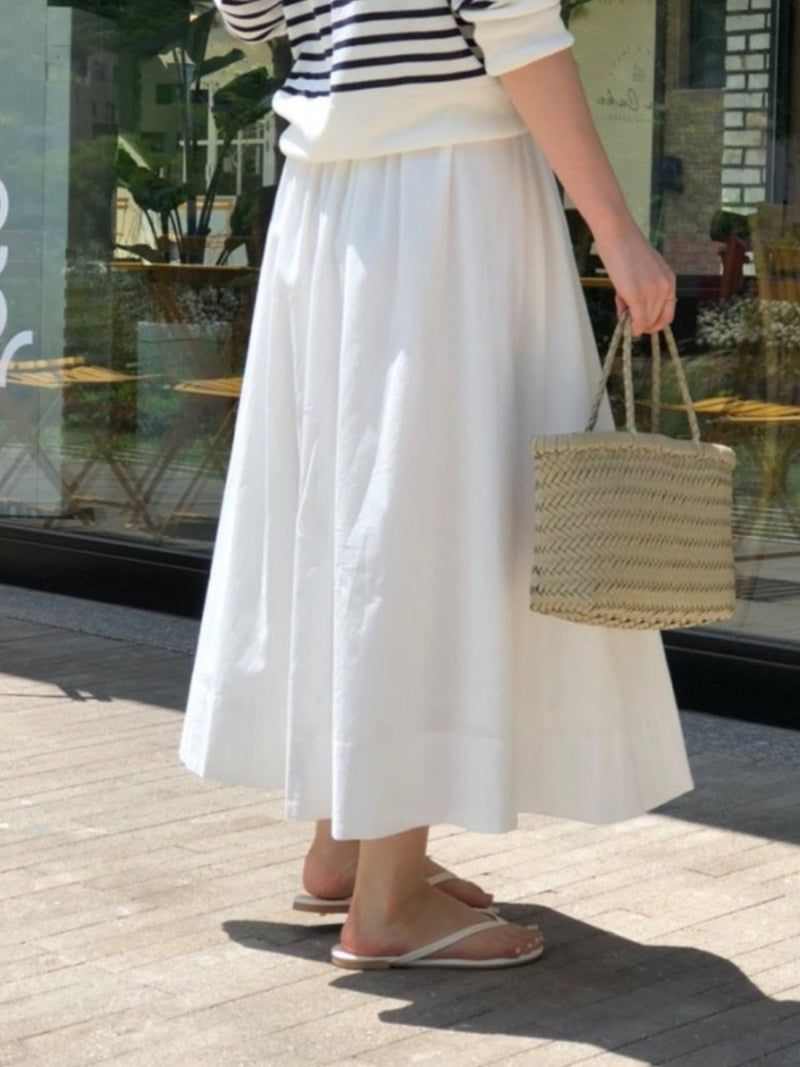 VOLUME COTTON SHIRRING SKIRT
