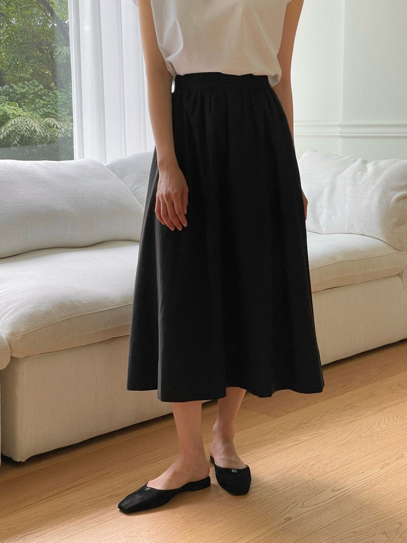 VOLUME COTTON SHIRRING SKIRT