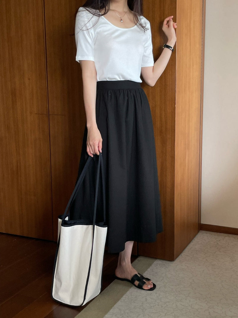 VOLUME COTTON SHIRRING SKIRT