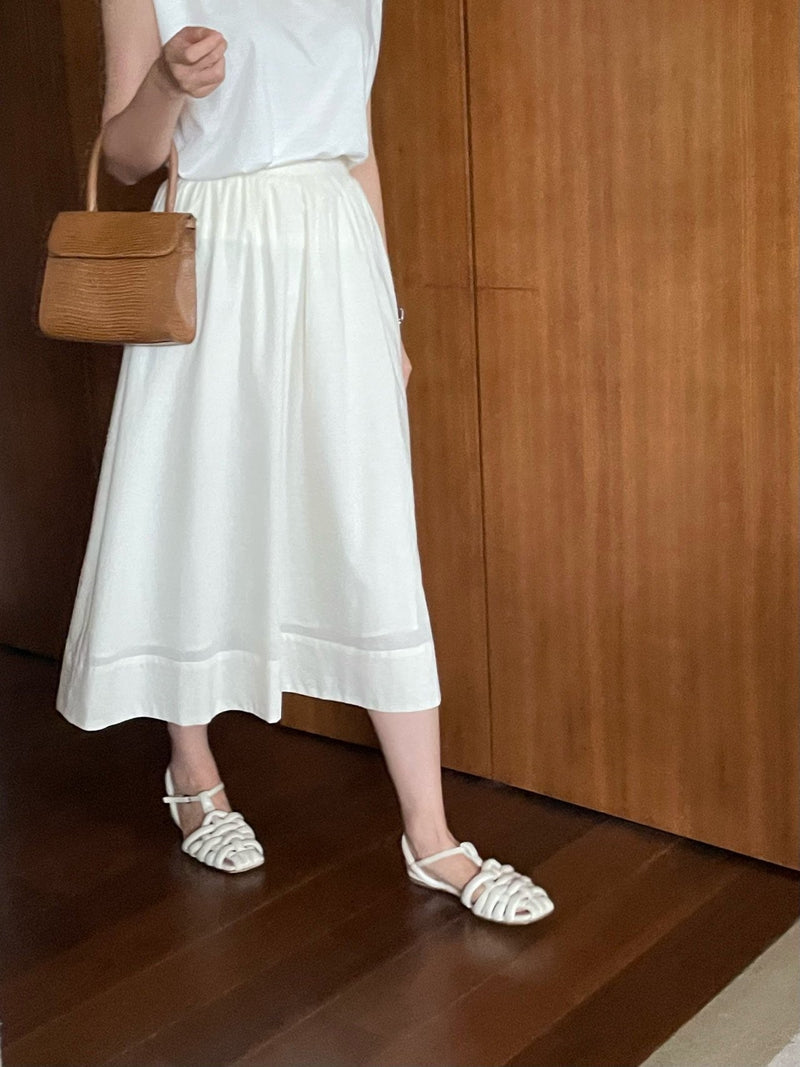 VOLUME COTTON SHIRRING SKIRT