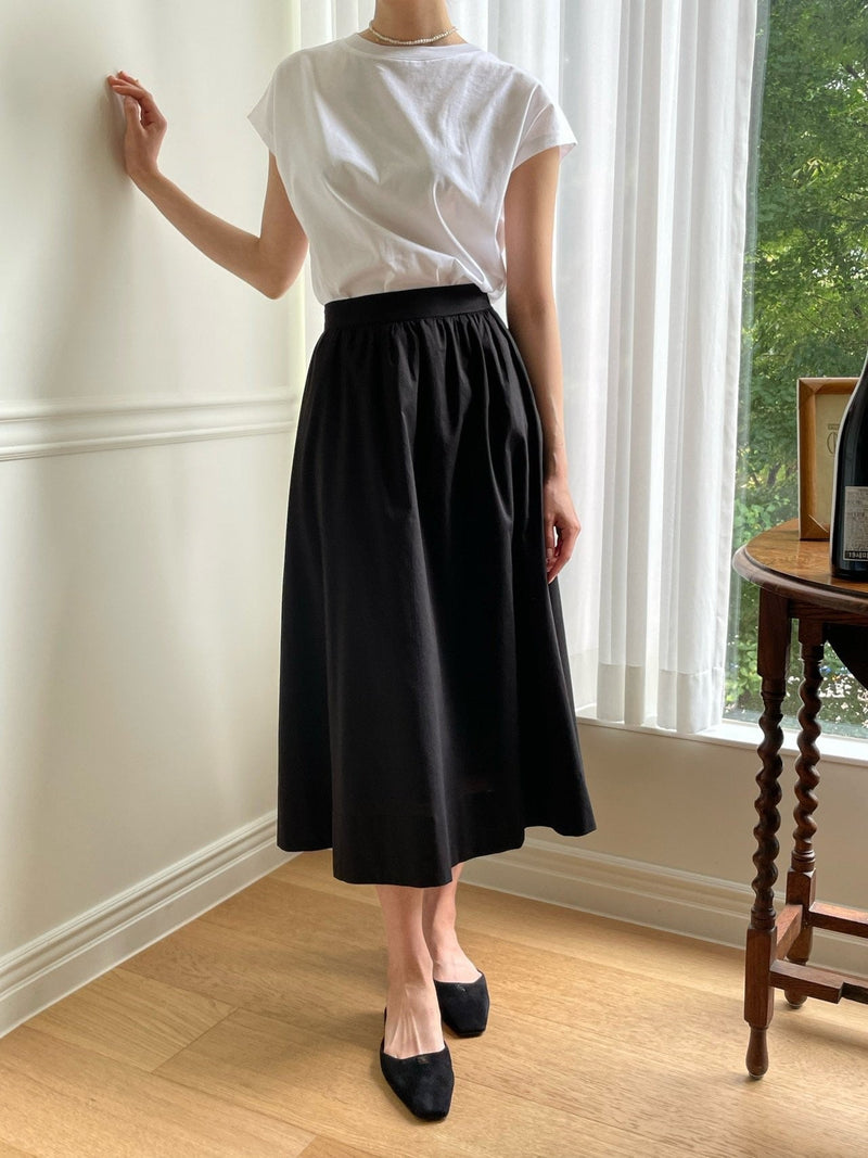 VOLUME COTTON SHIRRING SKIRT