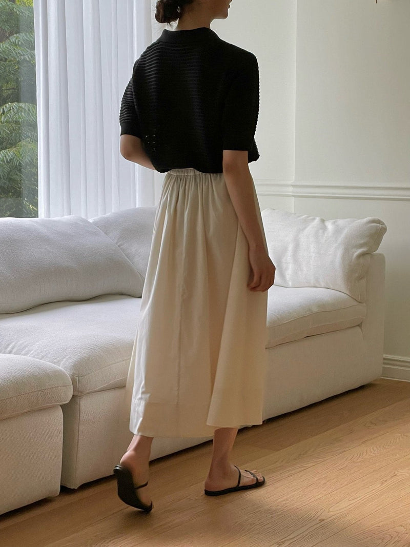 VOLUME COTTON SHIRRING SKIRT