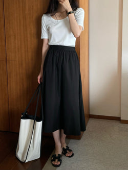 VOLUME COTTON SHIRRING SKIRT