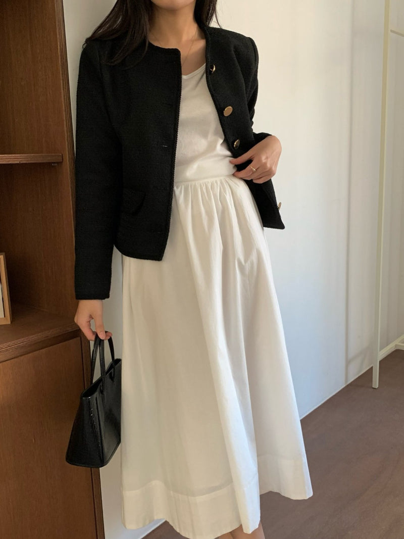 VOLUME COTTON SHIRRING SKIRT