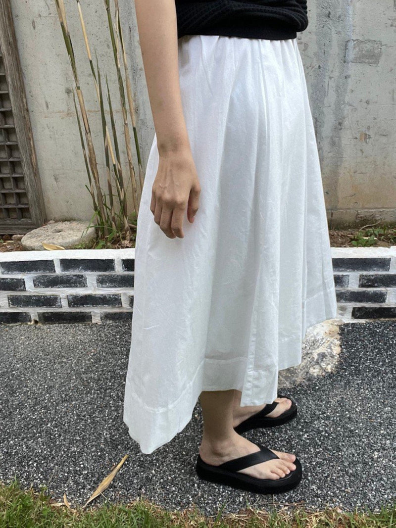 VOLUME COTTON SHIRRING SKIRT