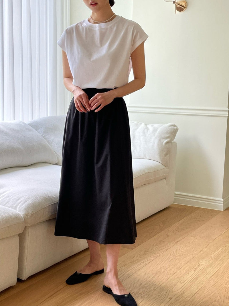 VOLUME COTTON SHIRRING SKIRT