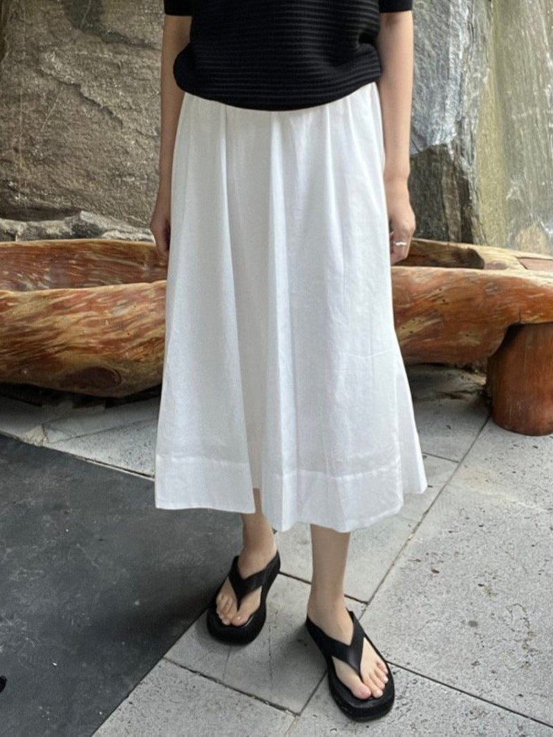 VOLUME COTTON SHIRRING SKIRT