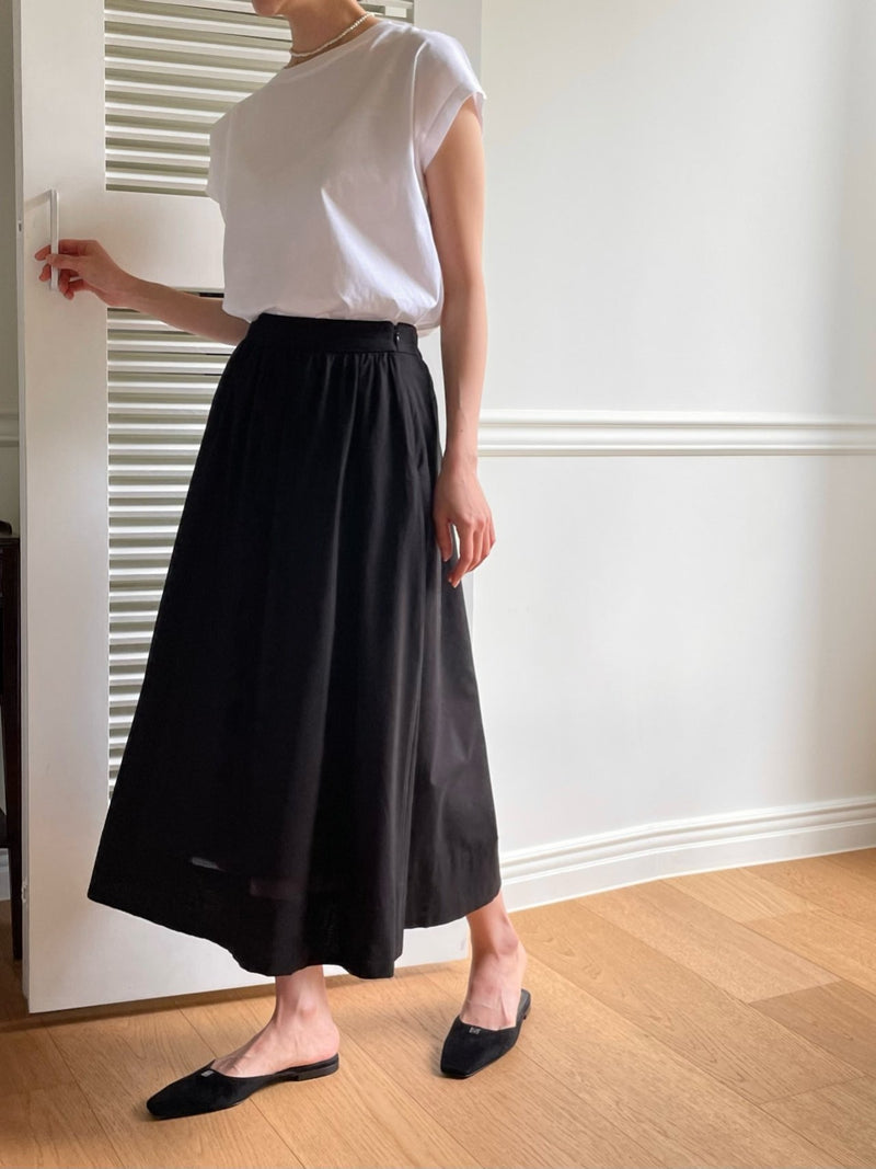 VOLUME COTTON SHIRRING SKIRT