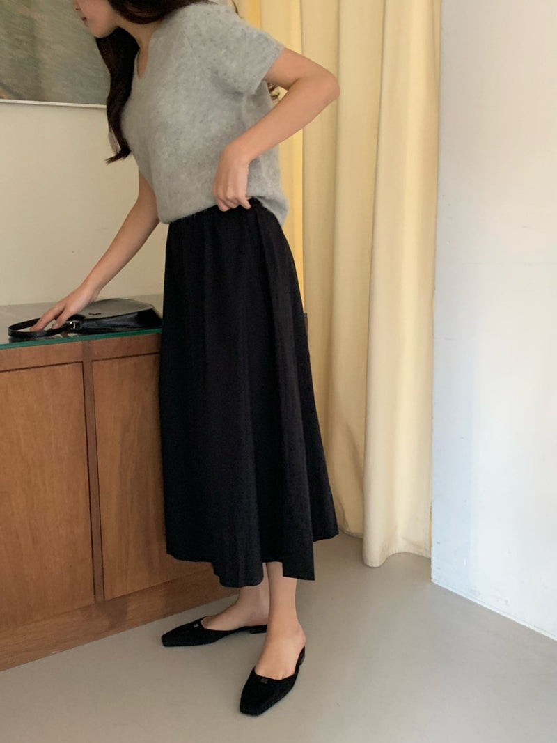 VOLUME COTTON SHIRRING SKIRT