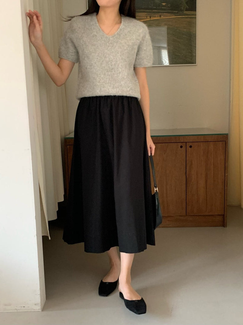 VOLUME COTTON SHIRRING SKIRT