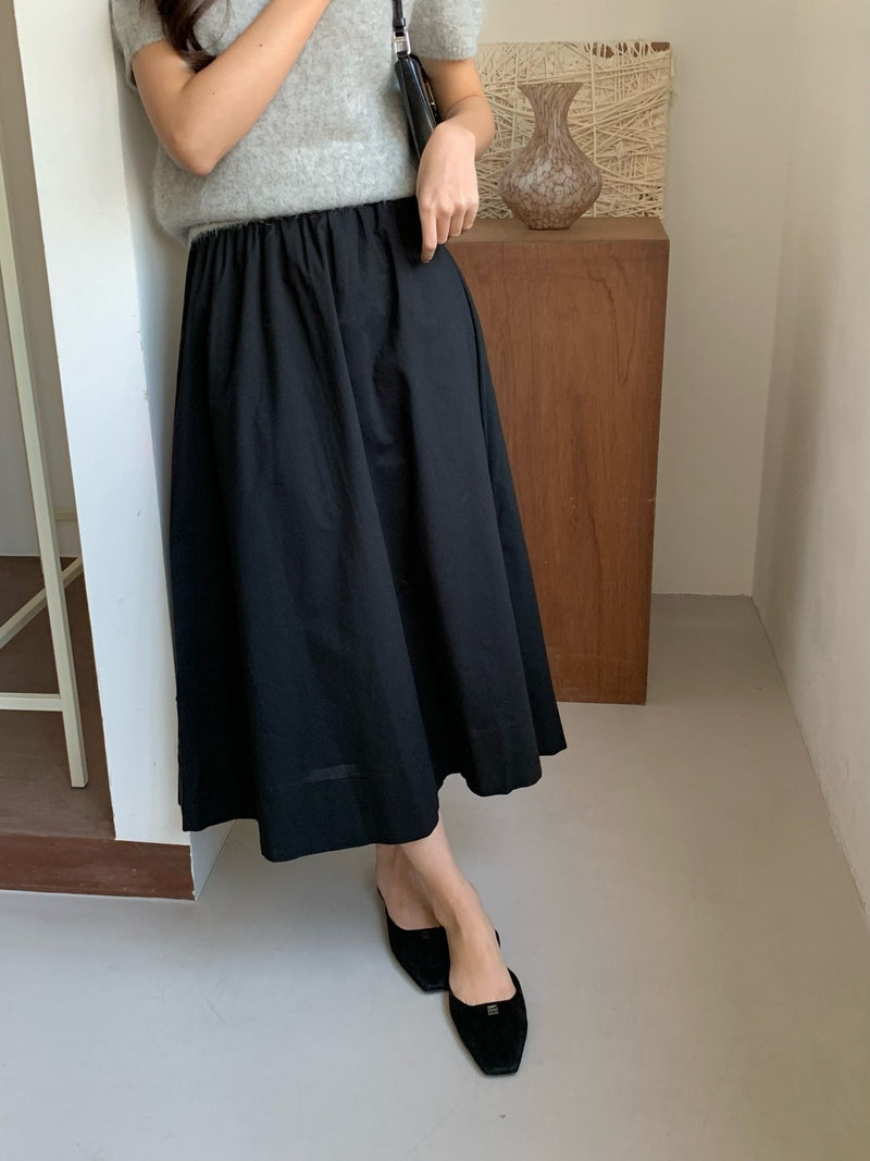 VOLUME COTTON SHIRRING SKIRT