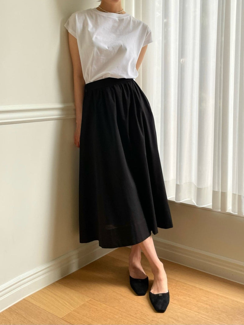 VOLUME COTTON SHIRRING SKIRT