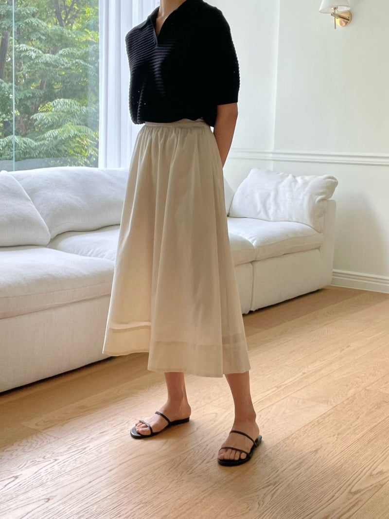 VOLUME COTTON SHIRRING SKIRT