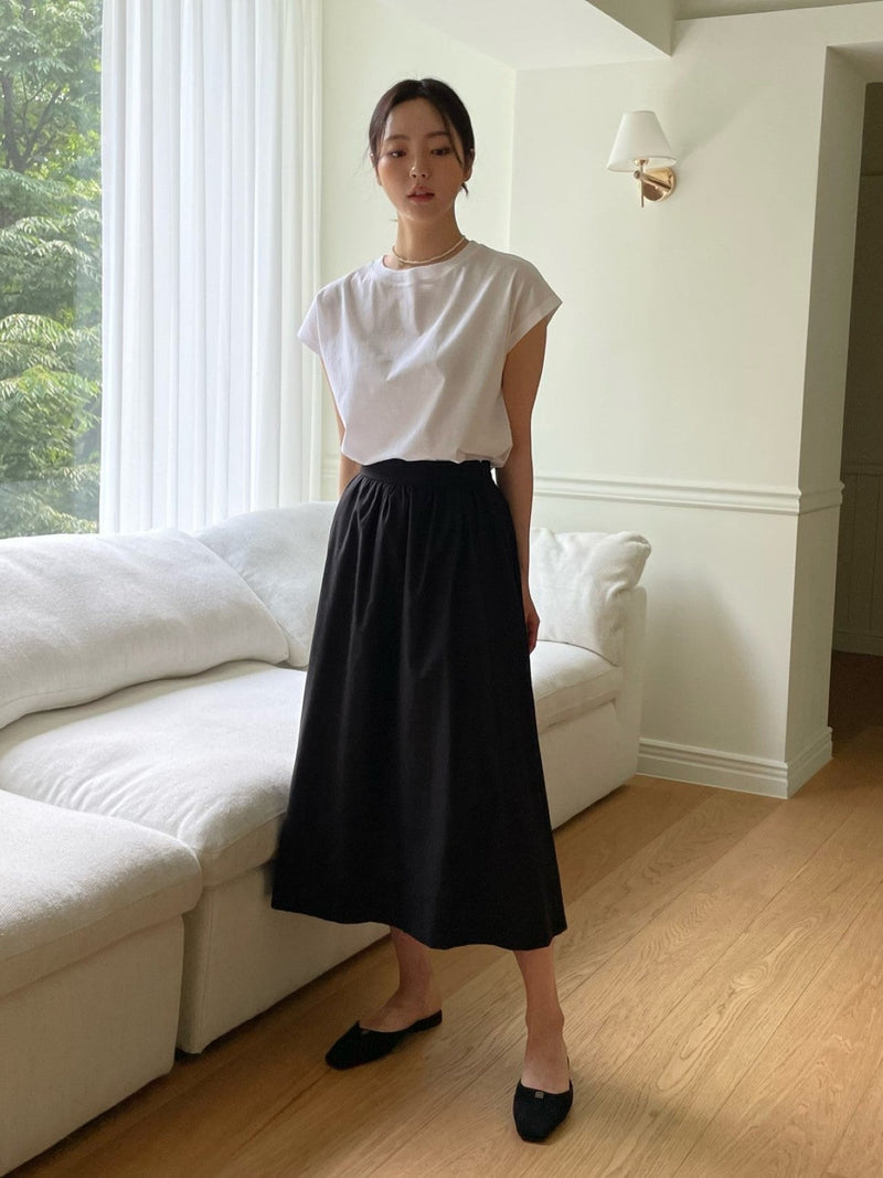 VOLUME COTTON SHIRRING SKIRT