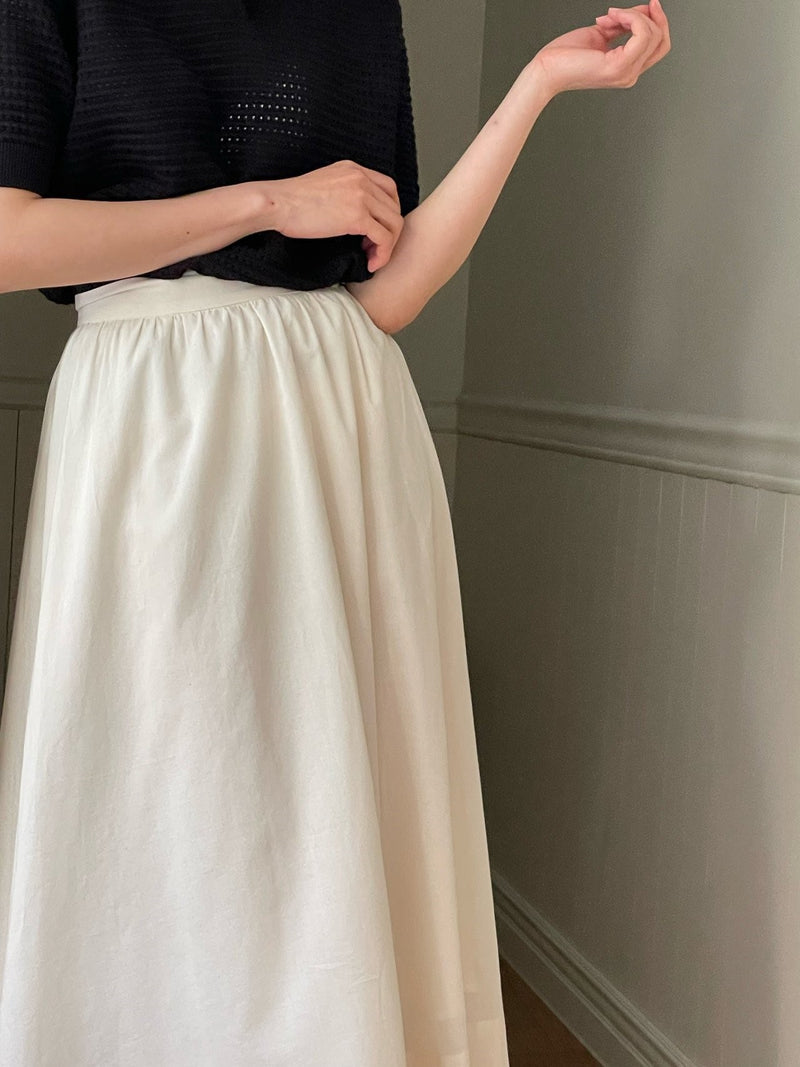 VOLUME COTTON SHIRRING SKIRT