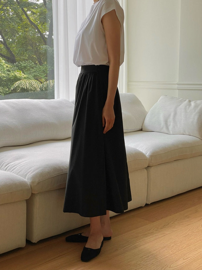 VOLUME COTTON SHIRRING SKIRT