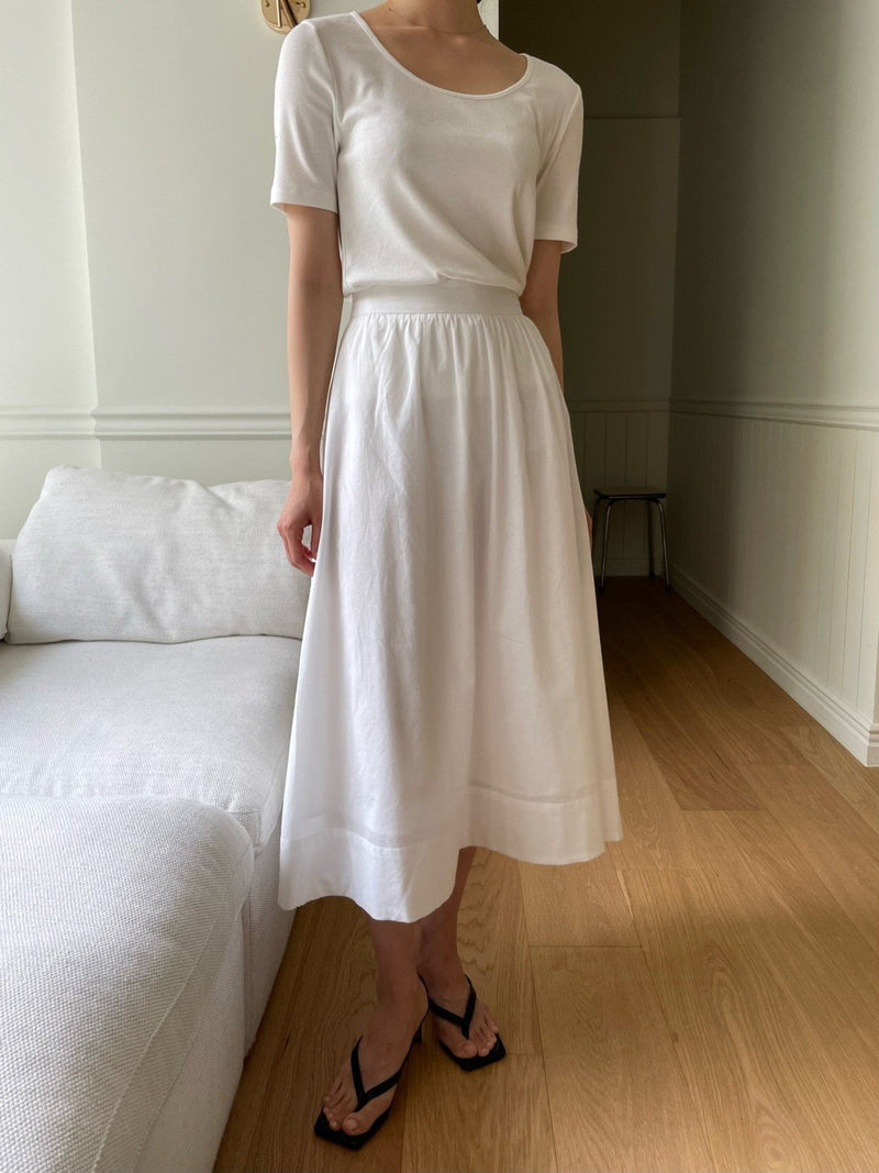 VOLUME COTTON SHIRRING SKIRT