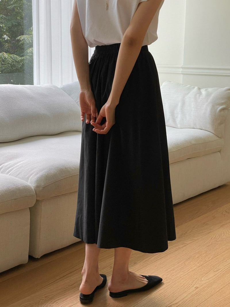 VOLUME COTTON SHIRRING SKIRT