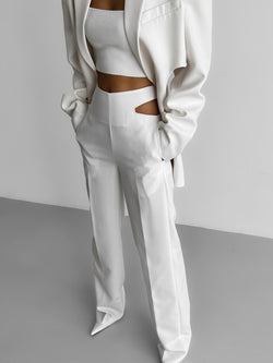 WAIST SPLIT DETAIL FLARED TROUSERS