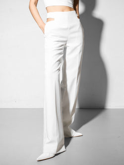 WAIST SPLIT DETAIL FLARED TROUSERS