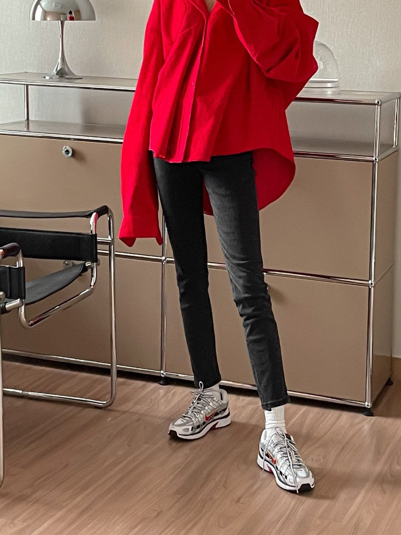 WASHED BLACK STRAIGHT SKINNY JEANS