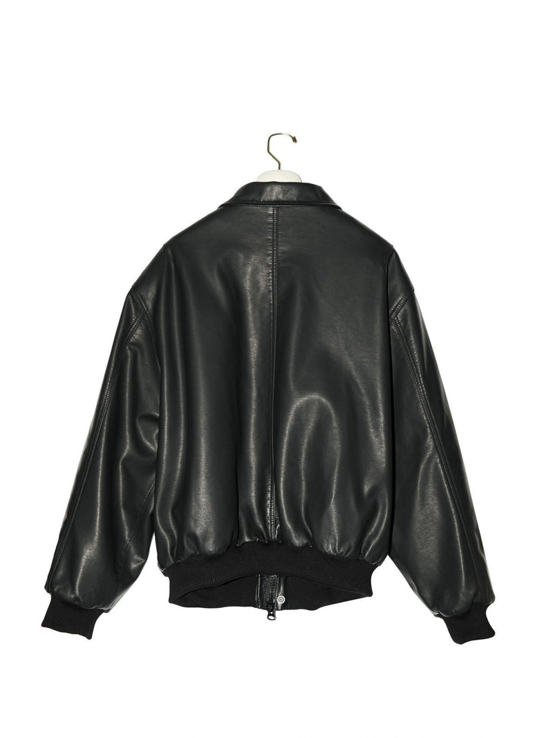 WASHED VEGAN LEATHER BOMBER JACKET