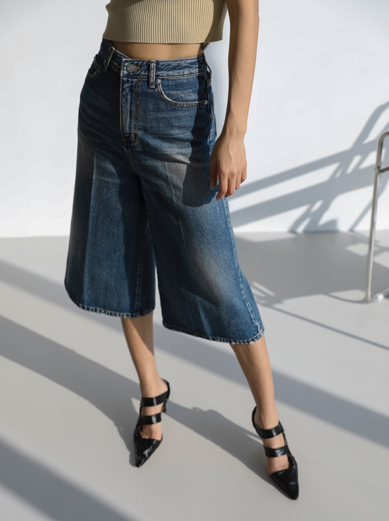 Wide leg shorts clearance denim