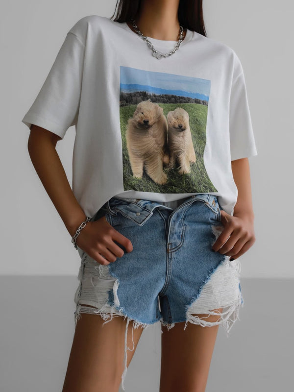 WINDY FUZZY DOGS PRINTED T-SHIRT