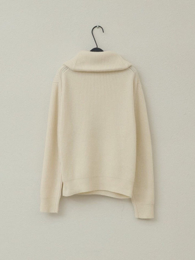 WOOL CASHMERE HALF ZIPPED COLLARED KNIT