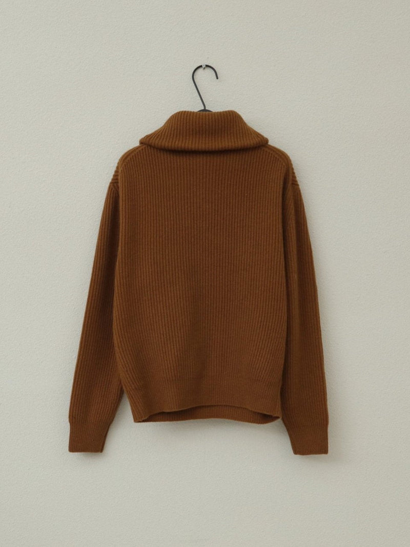 WOOL CASHMERE HALF ZIPPED COLLARED KNIT