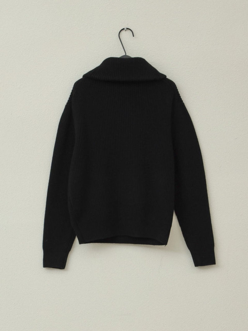 WOOL CASHMERE HALF ZIPPED COLLARED KNIT
