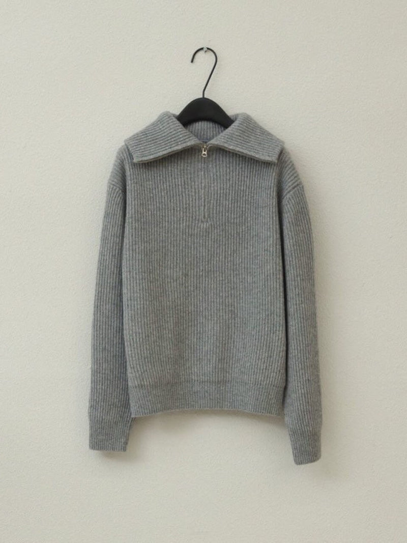 WOOL CASHMERE HALF ZIPPED COLLARED KNIT