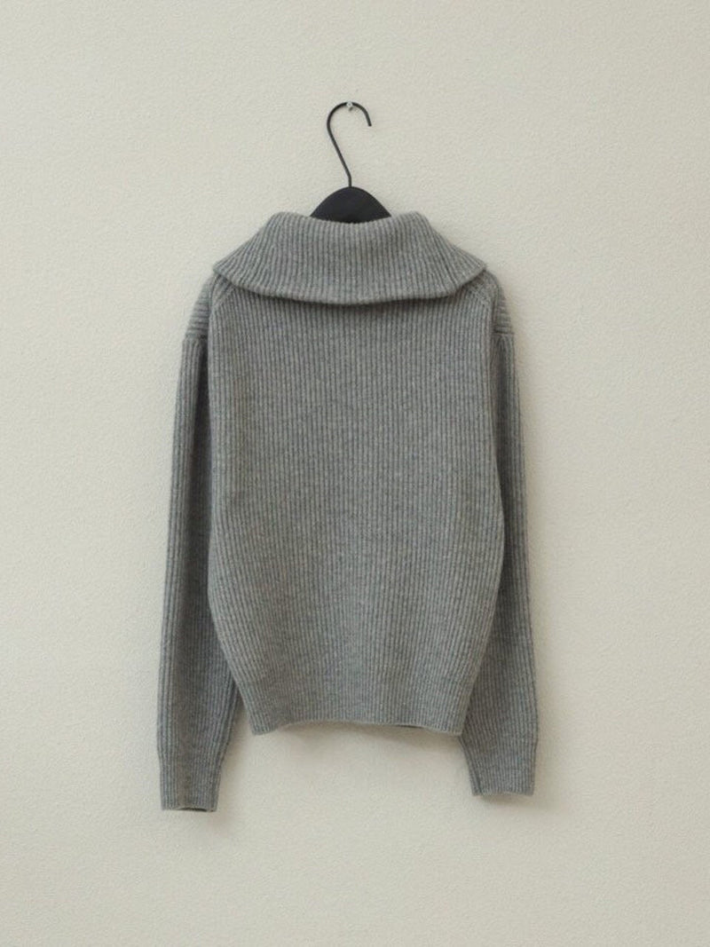 WOOL CASHMERE HALF ZIPPED COLLARED KNIT